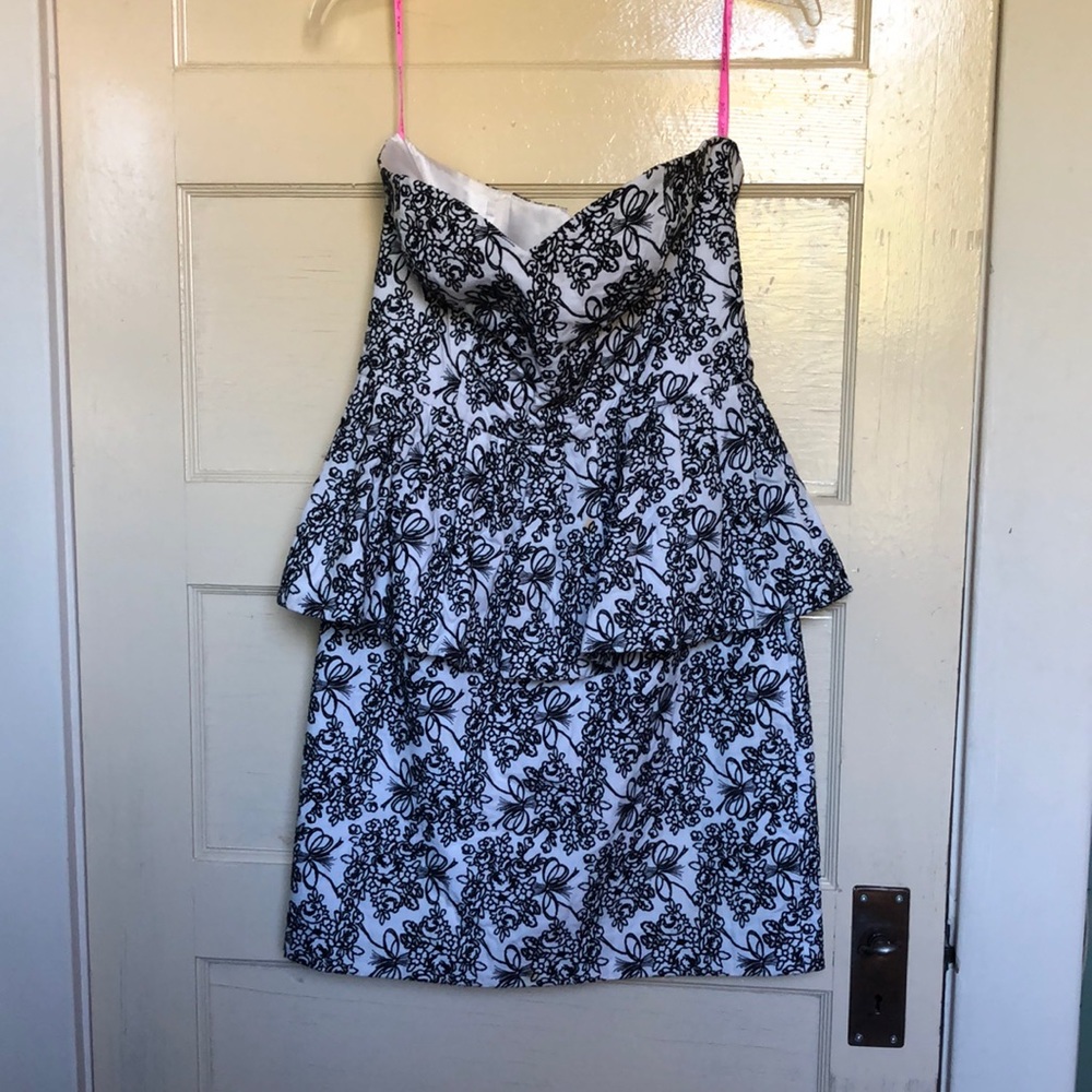Betsey Johnson strapless peplum dress